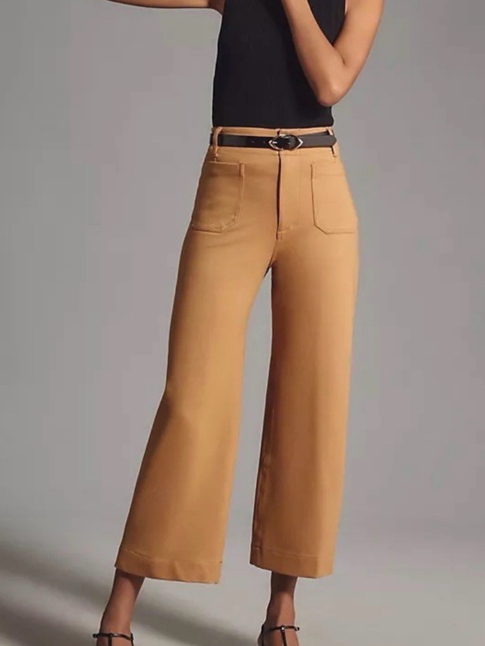 Anthropologie Maeve The Colette Wide-Leg High-Rise Pants in Khaki